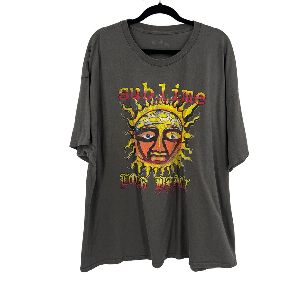 Sublime Long Beach Band‎ T-shirt Sun Face Graphic Short Sleeve Crew Men's 3XL